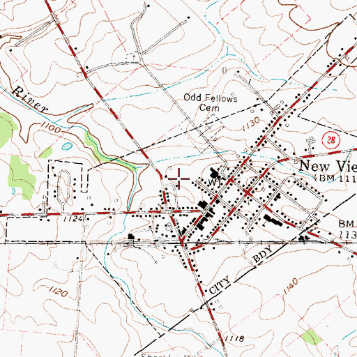 Topographic Map of Village of New Vienna, OH