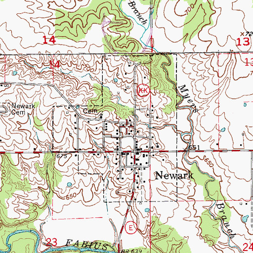 Topographic Map of Village of Newark, MO