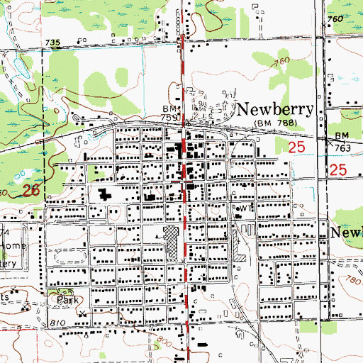 Topographic Map of Village of Newberry, MI