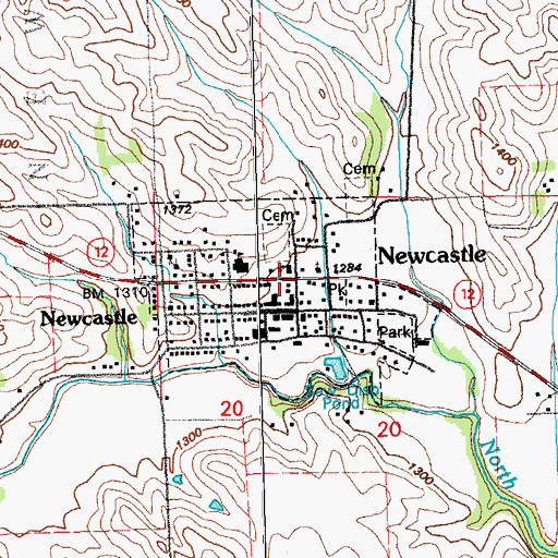 Topographic Map of Village of Newcastle, NE