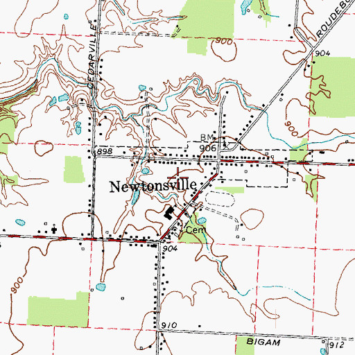 Topographic Map of Village of Newtonsville, OH