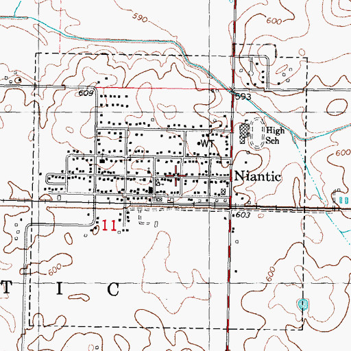 Topographic Map of Village of Niantic, IL