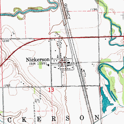 Topographic Map of Village of Nickerson, NE