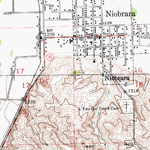 Topographic Map of Village of Niobrara, NE