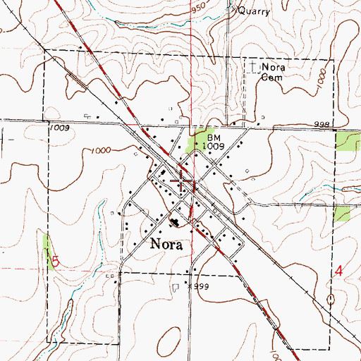 Topographic Map of Village of Nora, IL