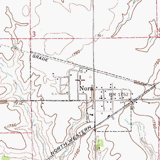 Topographic Map of Village of Nora, NE