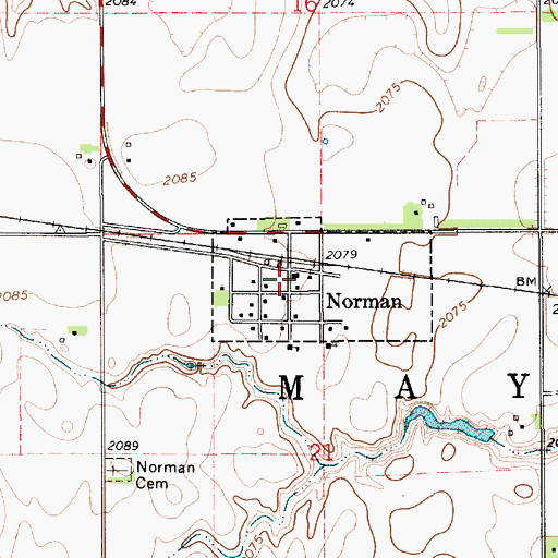 Topographic Map of Village of Norman, NE