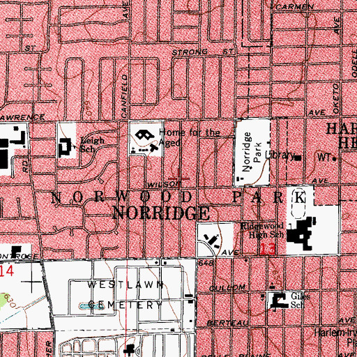 Topographic Map of Village of Norridge, IL
