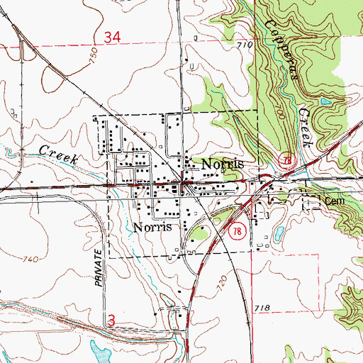 Topographic Map of Village of Norris, IL