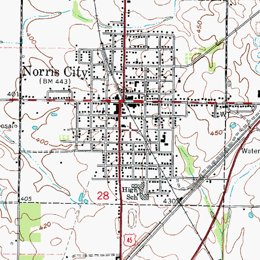 Topographic Map of Village of Norris City, IL