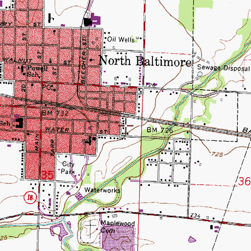 Topographic Map of Village of North Baltimore, OH