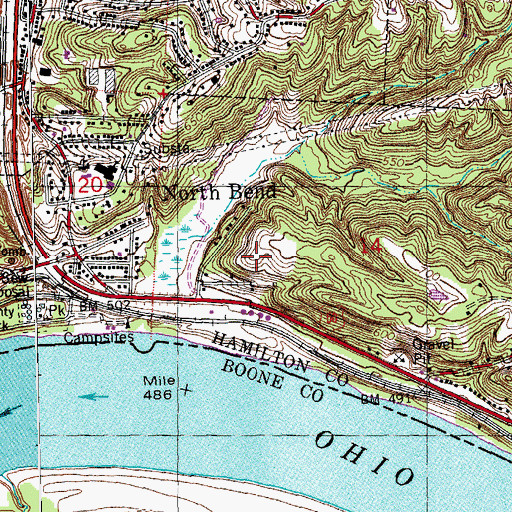Topographic Map of Village of North Bend, OH