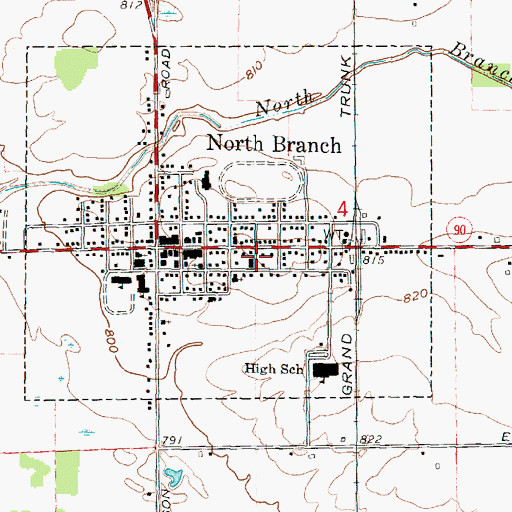 Topographic Map of Village of North Branch, MI