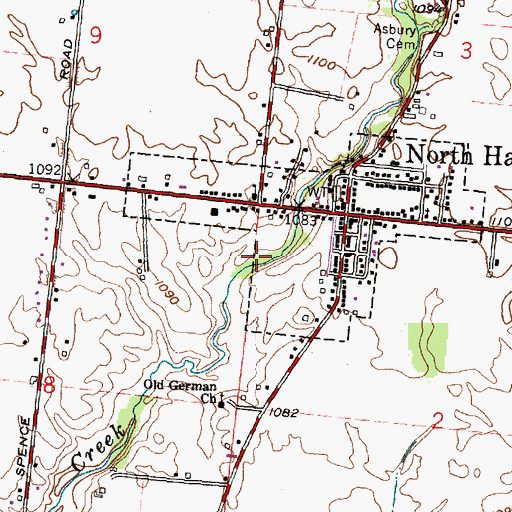 Topographic Map of Village of North Hampton, OH