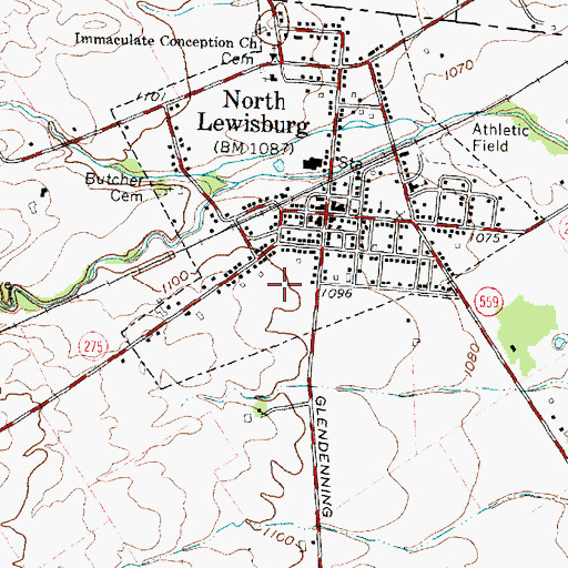 Topographic Map of Village of North Lewisburg, OH