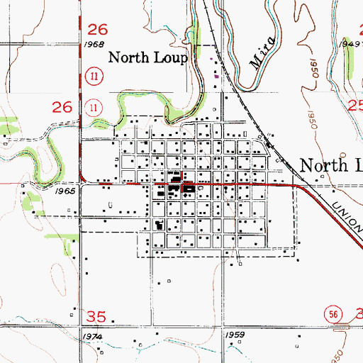 Topographic Map of Village of North Loup, NE