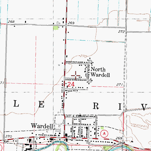 Topographic Map of Village of North Wardell (historical), MO