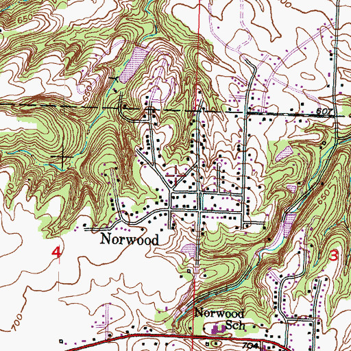 Topographic Map of Village of Norwood, IL