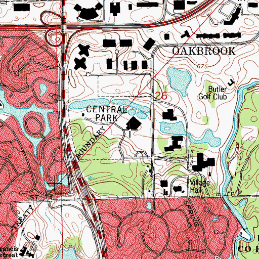 Topographic Map of Village of Oak Brook, IL