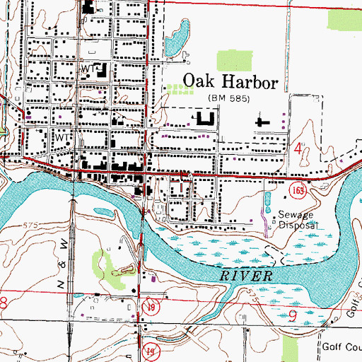 Topographic Map of Village of Oak Harbor, OH