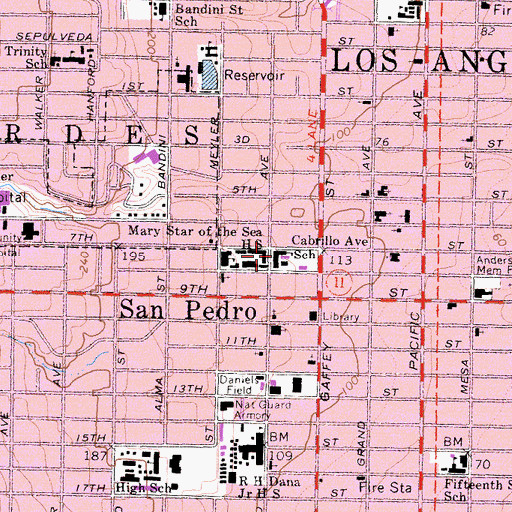 Topographic Map of Cabrillo Elementary School, CA
