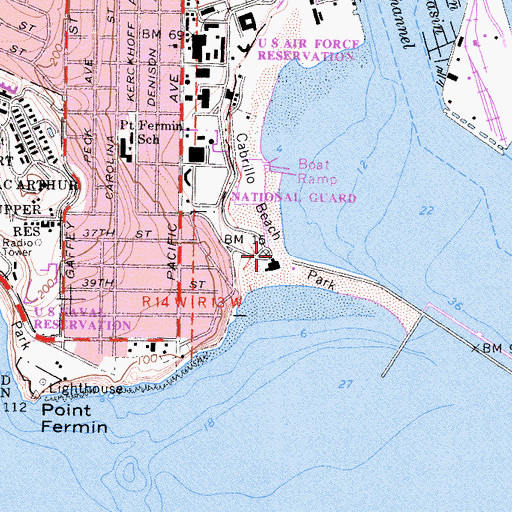 Topographic Map of Cabrillo Beach Park, CA