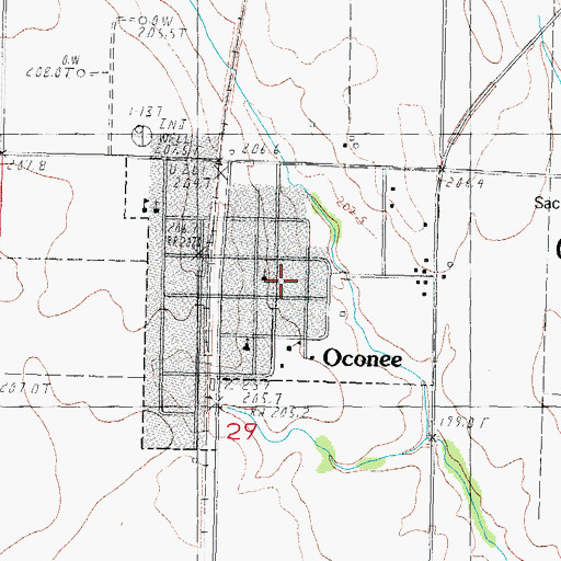 Topographic Map of Village of Oconee, IL