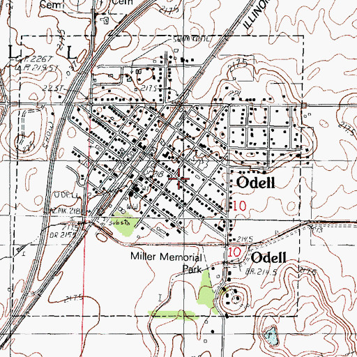 Topographic Map of Village of Odell, IL