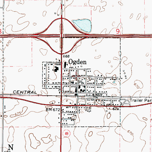 Topographic Map of Village of Ogden, IL
