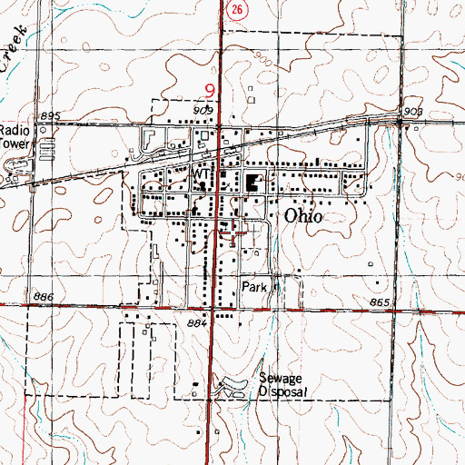 Topographic Map of Village of Ohio, IL