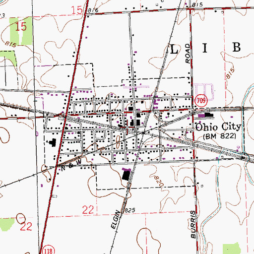 Topographic Map of Village of Ohio City, OH