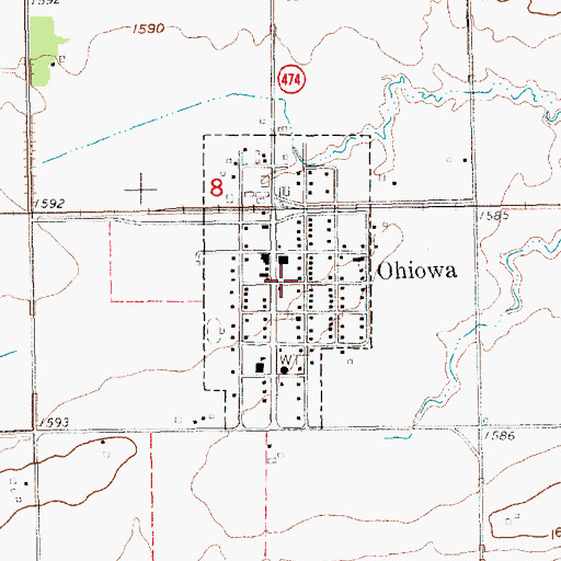 Topographic Map of Village of Ohiowa, NE