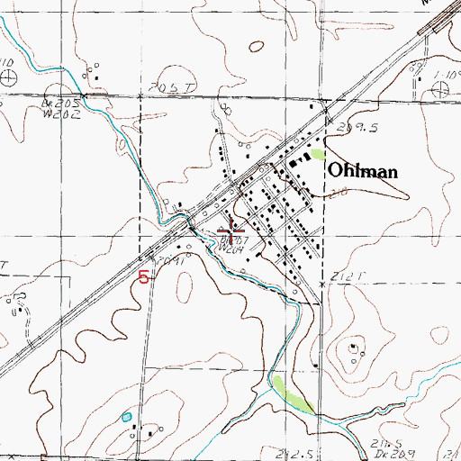Topographic Map of Village of Ohlman, IL