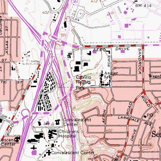 Topographic Map of Cabrillo Heights Park, CA