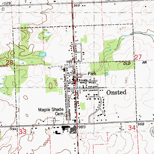 Topographic Map of Village of Onsted, MI