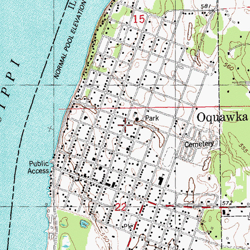 Topographic Map of Village of Oquawka, IL