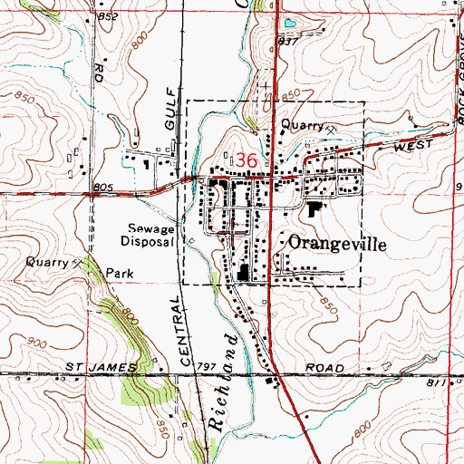 Topographic Map of Village of Orangeville, IL