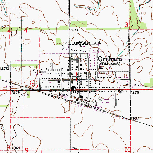 Topographic Map of Village of Orchard, NE