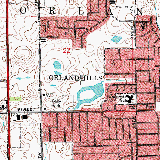 Topographic Map of Village of Orland Hills, IL