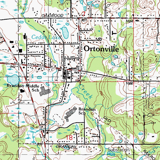 Topographic Map of Village of Ortonville, MI