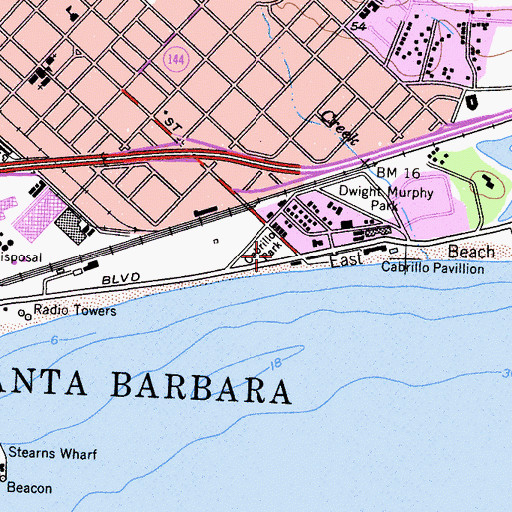 Topographic Map of Cabrillo Park, CA