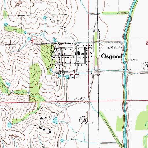 Topographic Map of Village of Osgood, MO