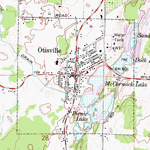 Topographic Map of Village of Otisville, MI