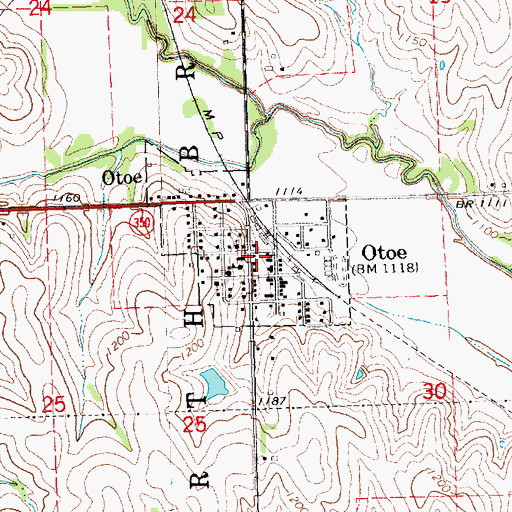 Topographic Map of Village of Otoe, NE