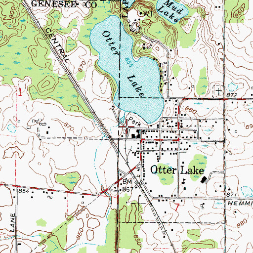 Topographic Map of Village of Otter Lake, MI