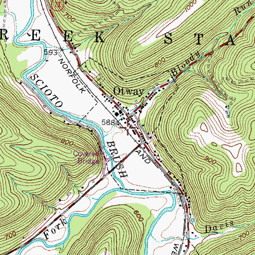 Topographic Map of Village of Otway, OH