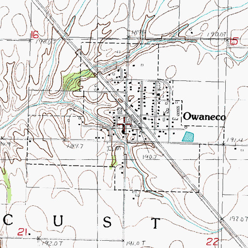 Topographic Map of Village of Owaneco, IL