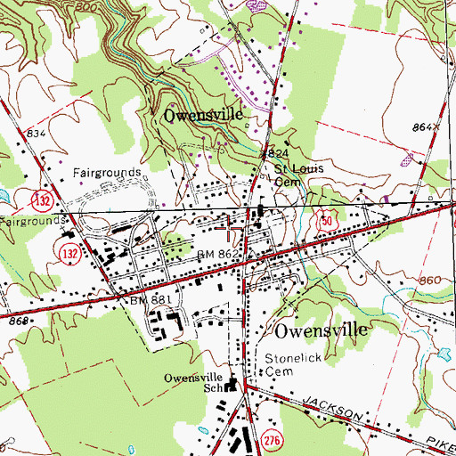 Topographic Map of Village of Owensville, OH