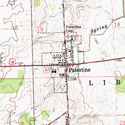 Topographic Map of Village of Palestine, OH