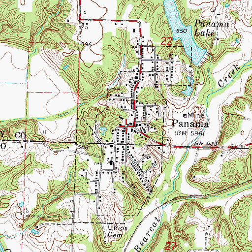 Topographic Map of Village of Panama, IL